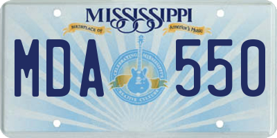 MS license plate MDA550