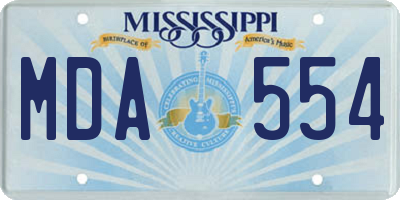 MS license plate MDA554