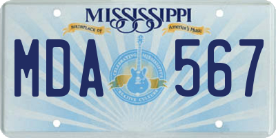 MS license plate MDA567
