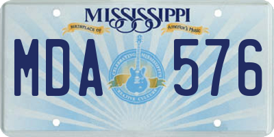 MS license plate MDA576