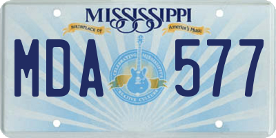 MS license plate MDA577