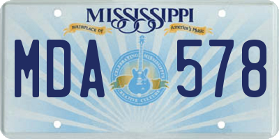 MS license plate MDA578