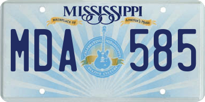 MS license plate MDA585