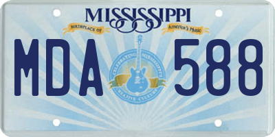 MS license plate MDA588