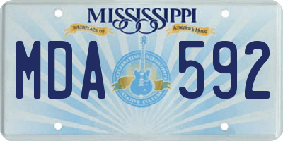 MS license plate MDA592