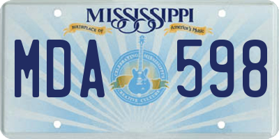 MS license plate MDA598