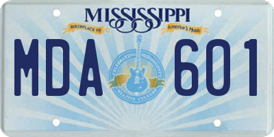 MS license plate MDA601