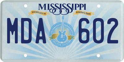 MS license plate MDA602