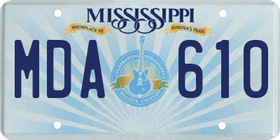 MS license plate MDA610