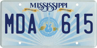 MS license plate MDA615