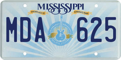 MS license plate MDA625