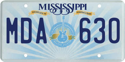 MS license plate MDA630