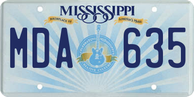 MS license plate MDA635