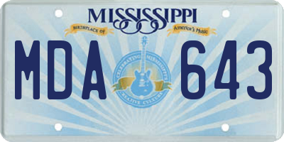 MS license plate MDA643