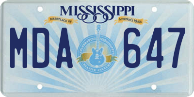 MS license plate MDA647