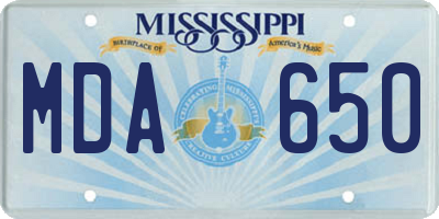 MS license plate MDA650