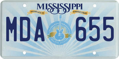 MS license plate MDA655