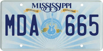 MS license plate MDA665