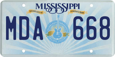 MS license plate MDA668