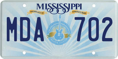 MS license plate MDA702