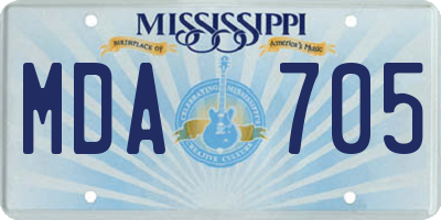 MS license plate MDA705