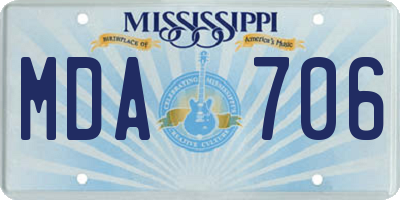 MS license plate MDA706