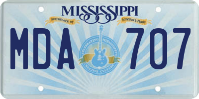 MS license plate MDA707