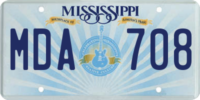 MS license plate MDA708