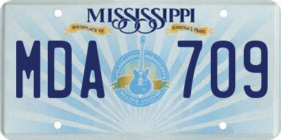 MS license plate MDA709