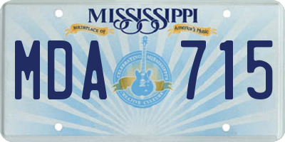 MS license plate MDA715