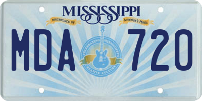 MS license plate MDA720