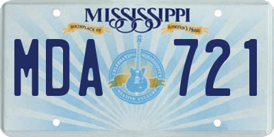 MS license plate MDA721