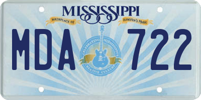 MS license plate MDA722