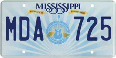 MS license plate MDA725
