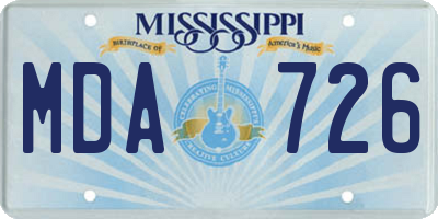 MS license plate MDA726