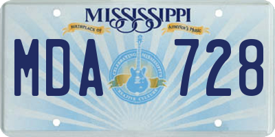 MS license plate MDA728