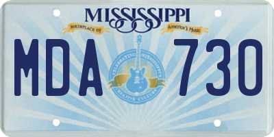MS license plate MDA730
