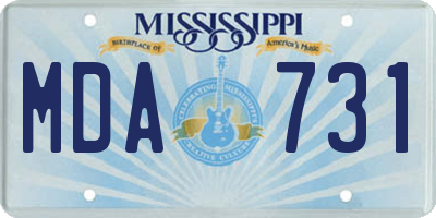 MS license plate MDA731