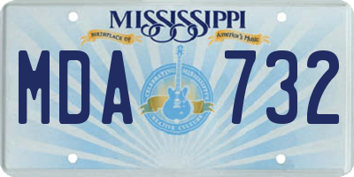 MS license plate MDA732