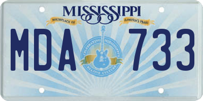 MS license plate MDA733