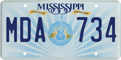 MS license plate MDA734