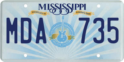 MS license plate MDA735