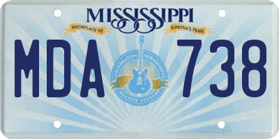 MS license plate MDA738
