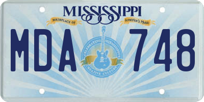 MS license plate MDA748
