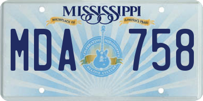 MS license plate MDA758
