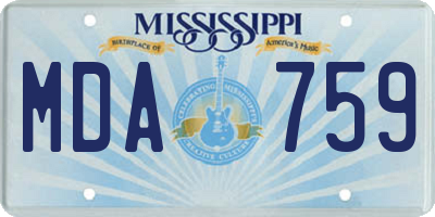 MS license plate MDA759