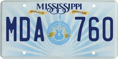 MS license plate MDA760