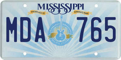 MS license plate MDA765