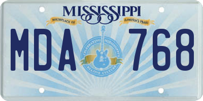 MS license plate MDA768