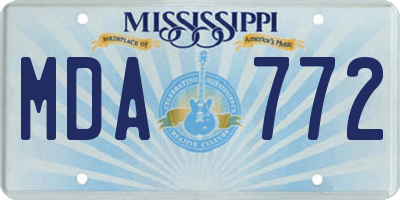 MS license plate MDA772